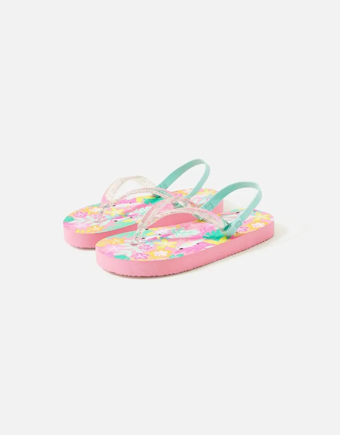 Accessorize Girls Tropical Print Flip Flops Multi Brightsmulti Girls Shoes