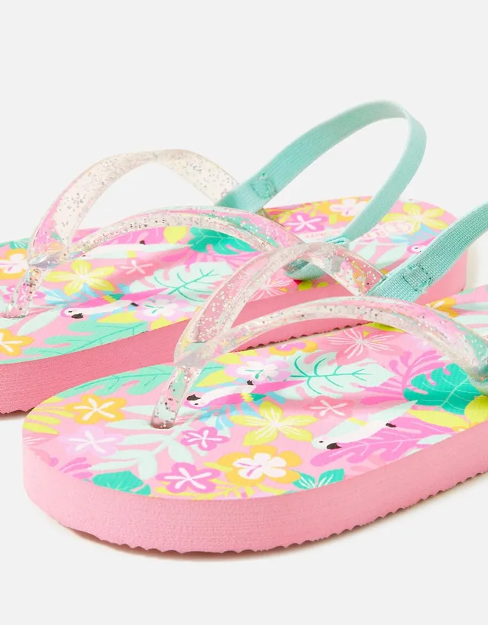 Accessorize Girls Tropical Print Flip Flops Multi Brightsmulti Girls Shoes