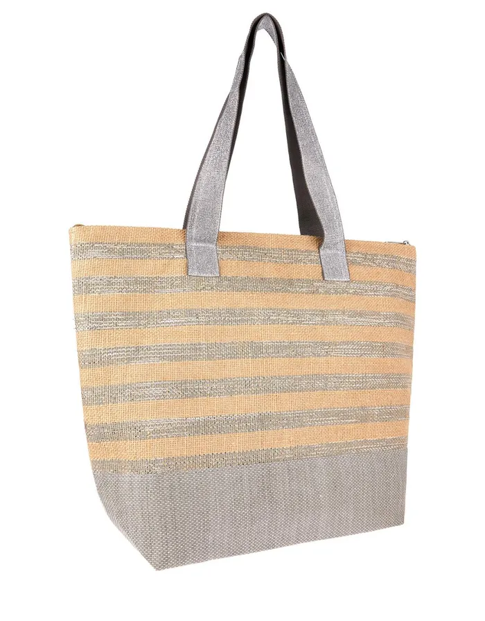 Accessorize Glitter Stripe Tote Bag With Matching Pouch Women Beach Bags