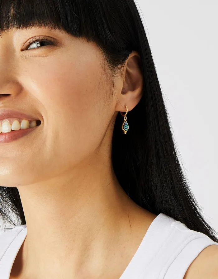Accessorize GoldPlated Abalone Drop Hoop Earrings Women Earrings