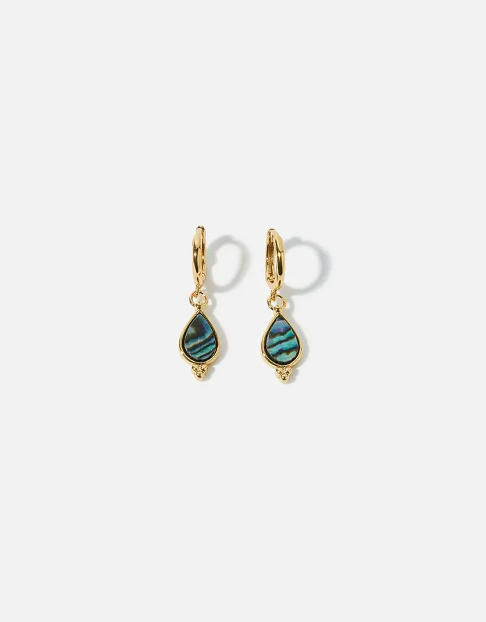 Accessorize GoldPlated Abalone Drop Hoop Earrings Women Earrings