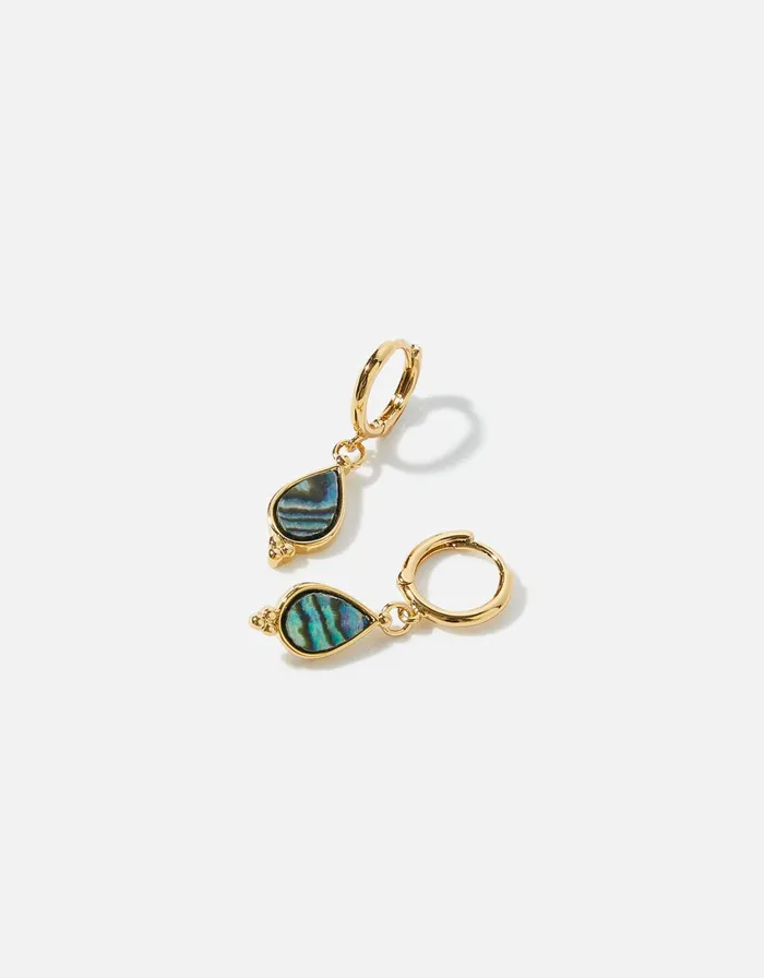 Accessorize GoldPlated Abalone Drop Hoop Earrings Women Earrings