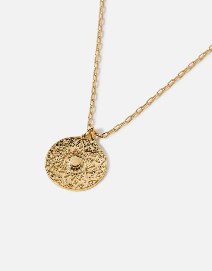 Accessorize GoldPlated Aztec Coin Pendant Necklace Women Necklaces