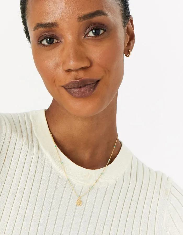 Accessorize GoldPlated Beaded Heart Chakra Necklace Women Necklaces