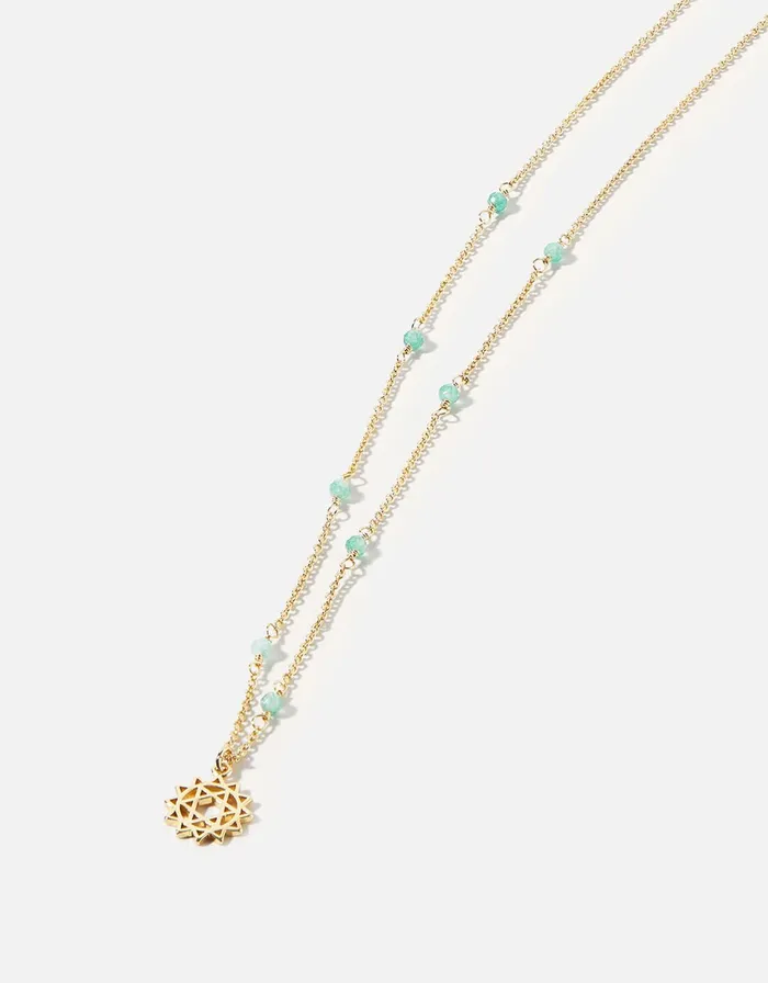 Accessorize GoldPlated Beaded Heart Chakra Necklace Women Necklaces