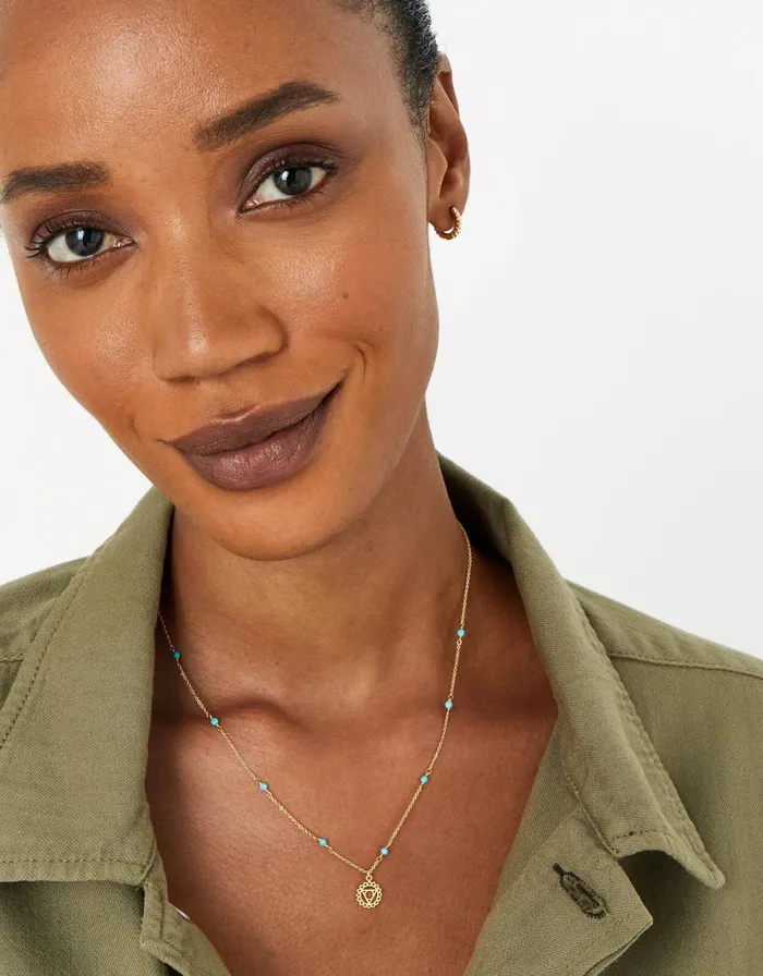 Accessorize GoldPlated Beaded Throat Chakra Necklace Women Necklaces