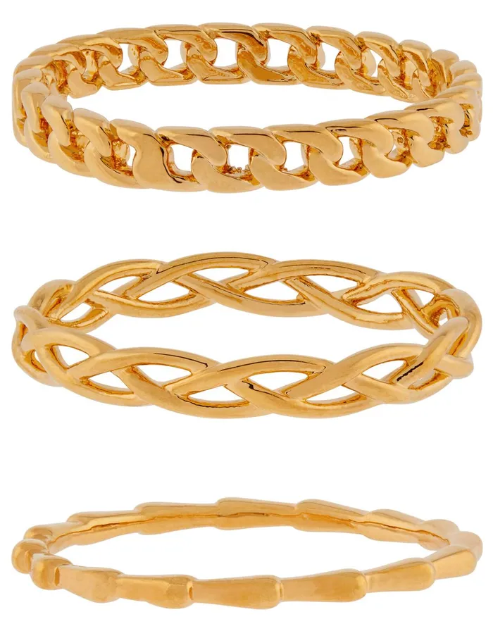 Accessorize GoldPlated Chain Ring Set Gold Gold Women Rings