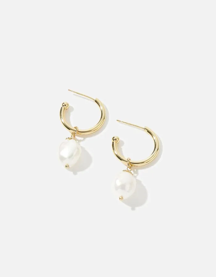 Accessorize GoldPlated Chunky Pearl Drop Hoops Women Earrings
