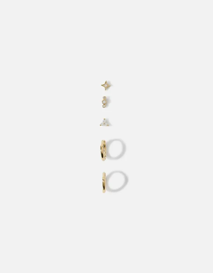 Accessorize GoldPlated Curated Stud And Hoop Earring Set Women Earrings