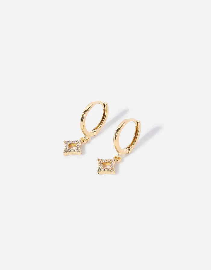 Accessorize GoldPlated Diamond Drop Huggie Hoops Women Earrings