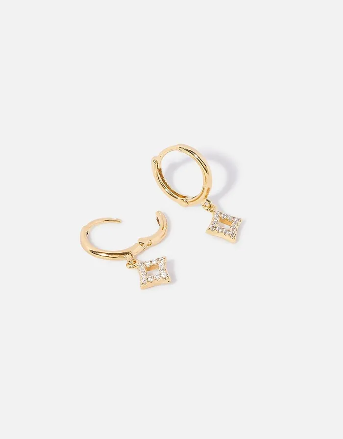 Accessorize GoldPlated Diamond Drop Huggie Hoops Women Earrings