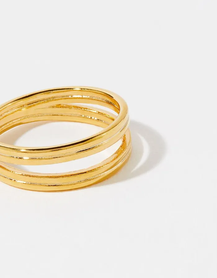 Accessorize GoldPlated Double Band Ring Gold Gold Women Rings