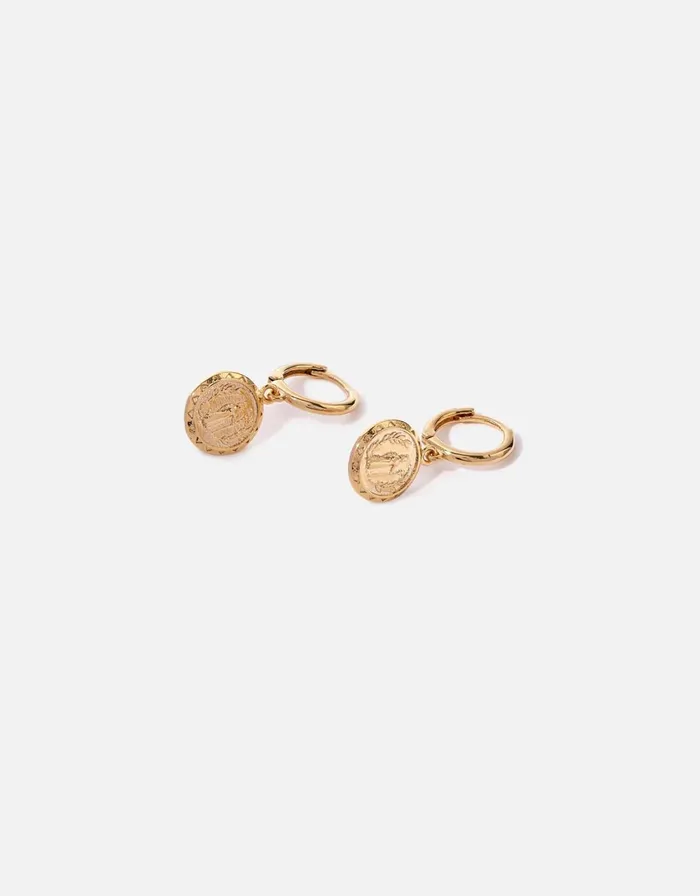 Accessorize GoldPlated Heirloom Coin Hoop Earrings Women Earrings