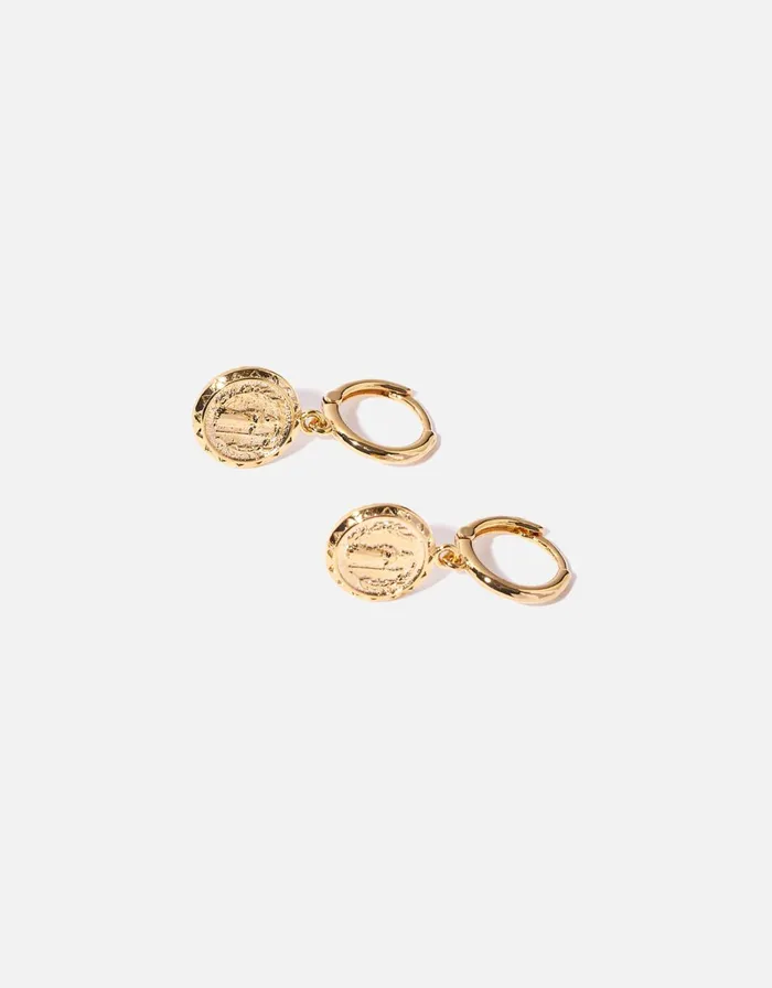Accessorize GoldPlated Heirloom Coin Hoop Earrings Women Earrings