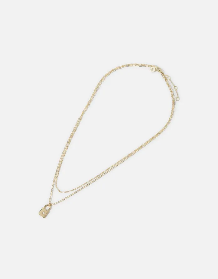Accessorize GoldPlated Layered Locket Pendant Necklace Women Necklaces