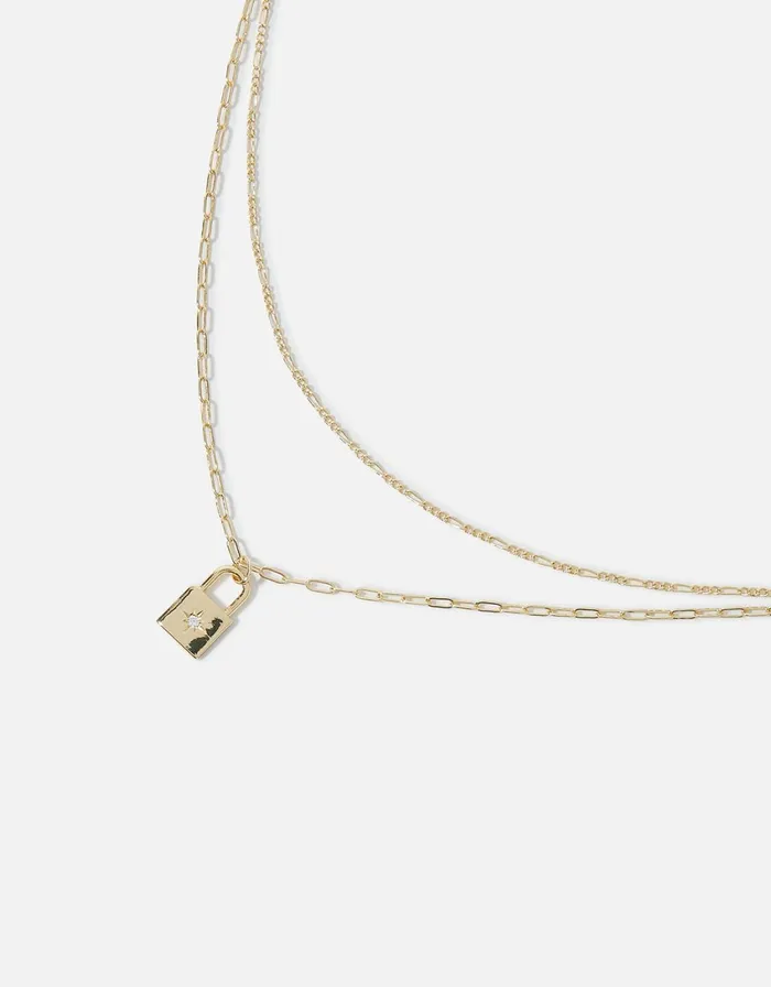 Accessorize GoldPlated Layered Locket Pendant Necklace Women Necklaces