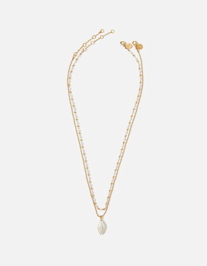 Accessorize GoldPlated Pearl And Bead Necklace Set Women Necklaces