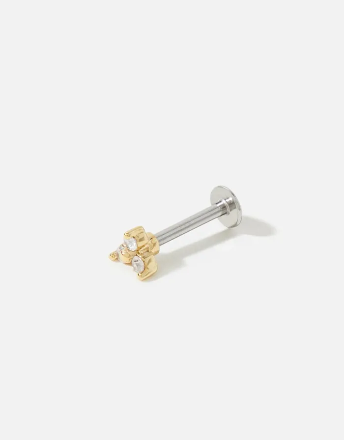 Accessorize GoldPlated Single Sparkle Stud Flat Back Earring Women Earrings