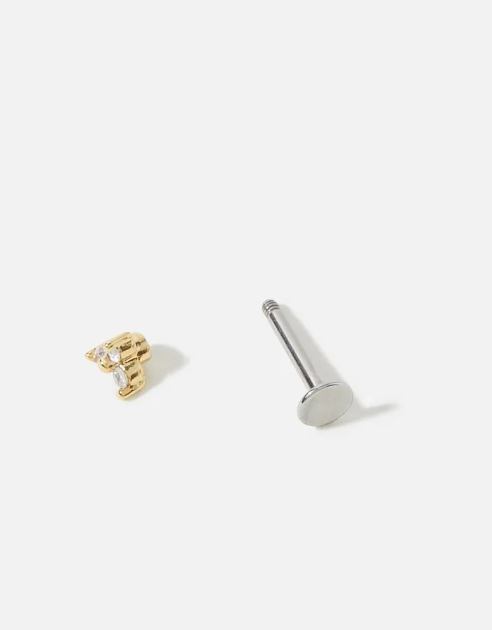 Accessorize GoldPlated Single Sparkle Stud Flat Back Earring Women Earrings