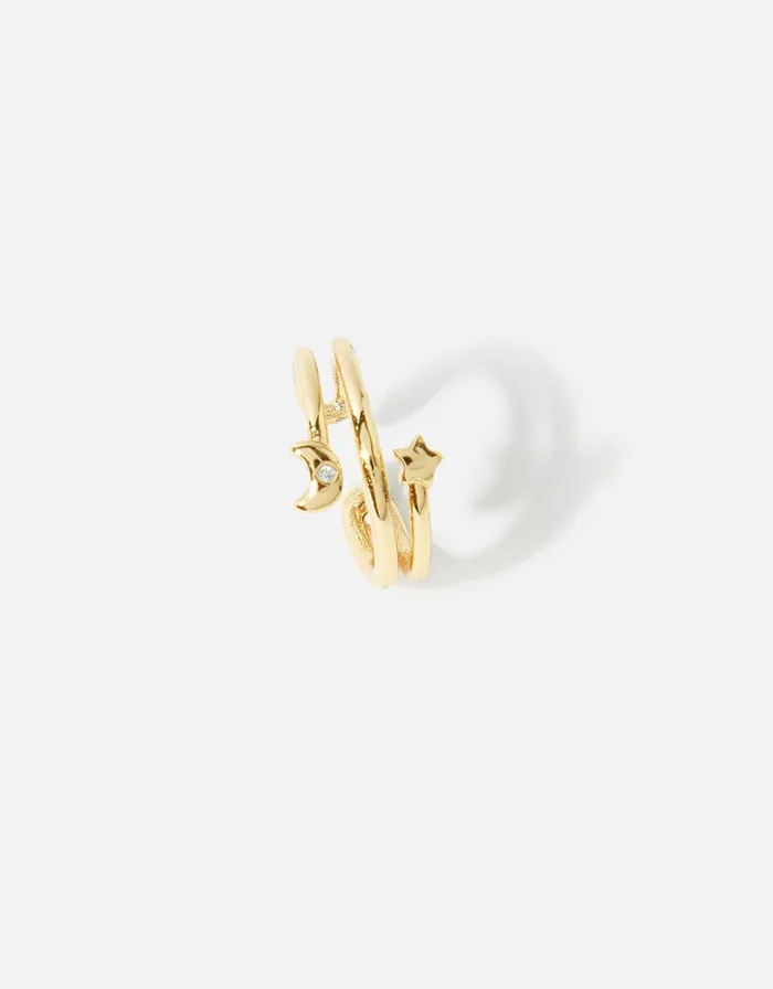 Accessorize GoldPlated Star And Moon Ear Cuff Women Earrings