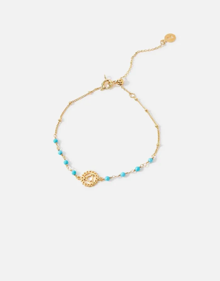 Accessorize GoldPlated Throat Chakra Bracelet With Turquoise Women Bracelets