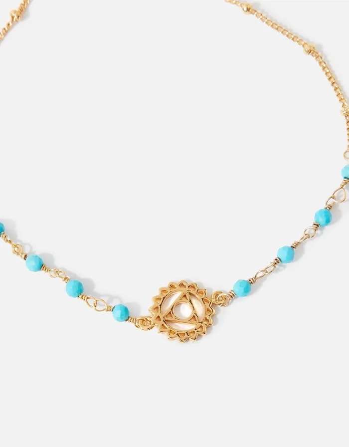 Accessorize GoldPlated Throat Chakra Bracelet With Turquoise Women Bracelets