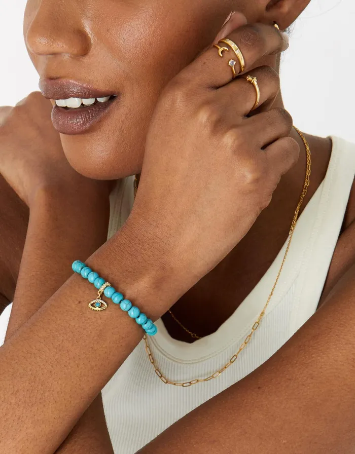 Accessorize GoldPlated Turquoise Power Stone Bracelet Women Bracelets