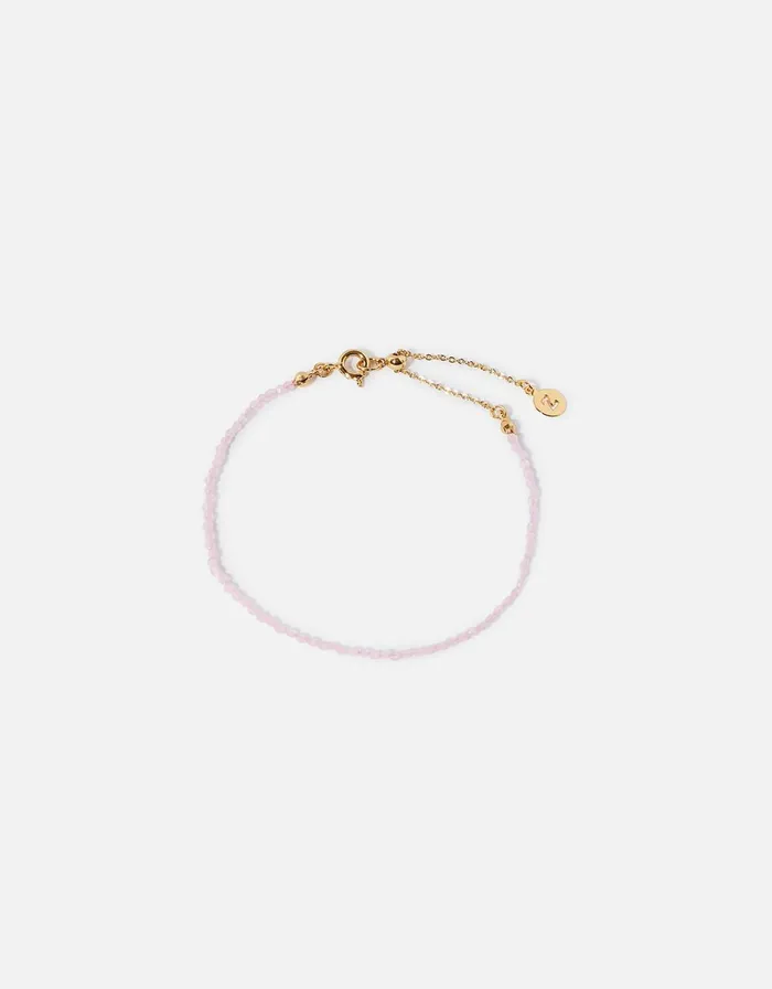 Accessorize Healing Stone Rose Quartz Beaded Slider Bracelet Women Bracelets