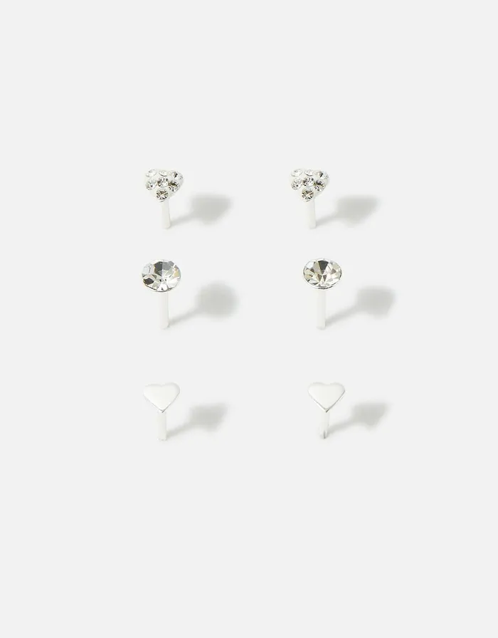 Accessorize Heart Sparkle Stud Earring Set Women Earrings