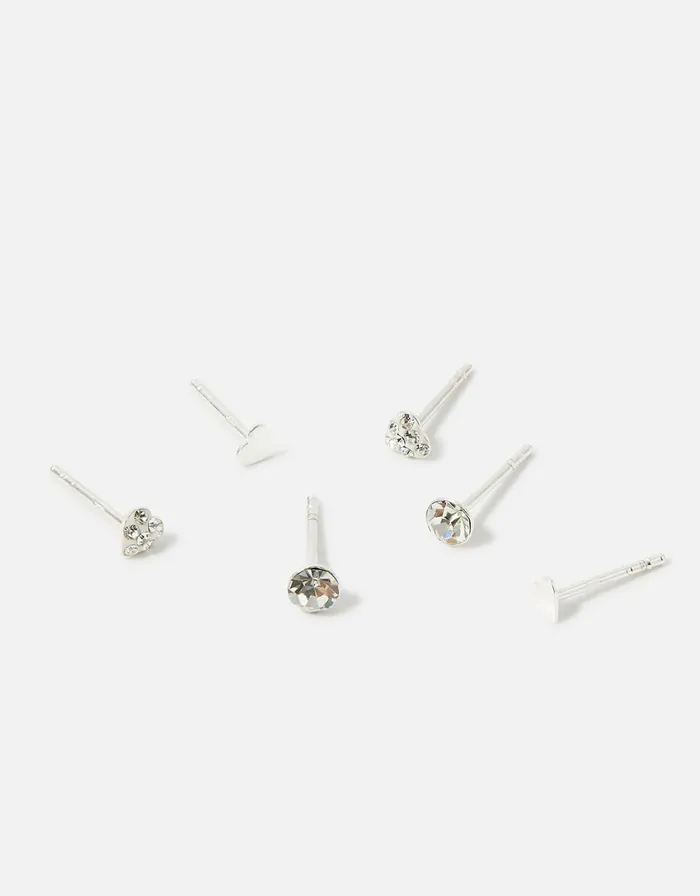 Accessorize Heart Sparkle Stud Earring Set Women Earrings