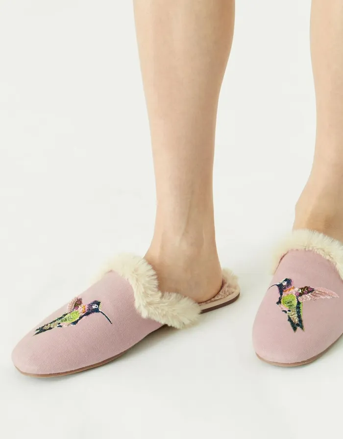 Accessorize Hummingbird Embroidered Slippers Multi Pastelmulti Women Slippers