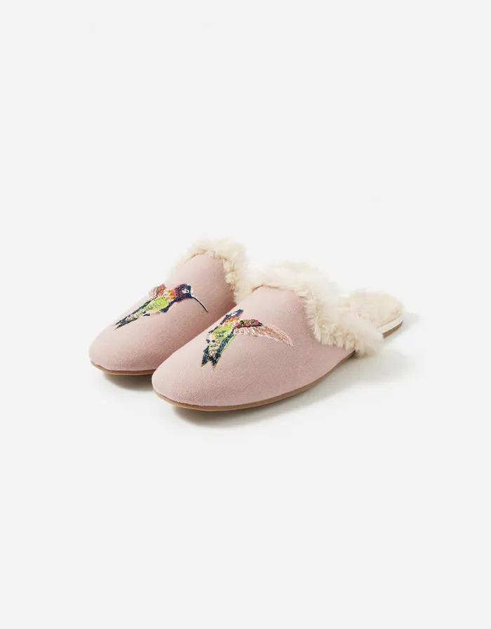 Accessorize Hummingbird Embroidered Slippers Multi Pastelmulti Women Slippers