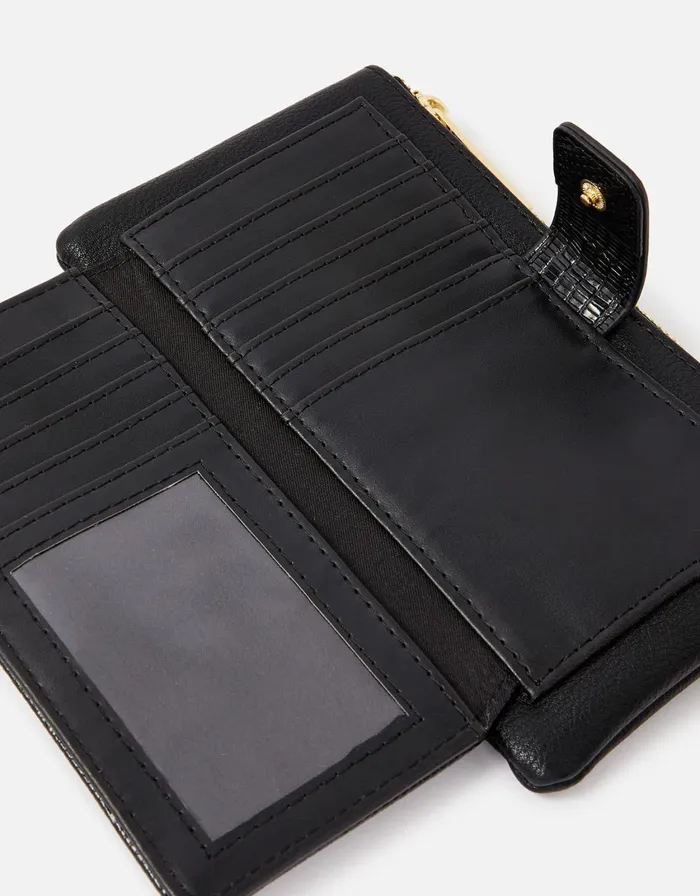 Accessorize Large Reptile Zip Wallet Black Black Women Purses and Wallets