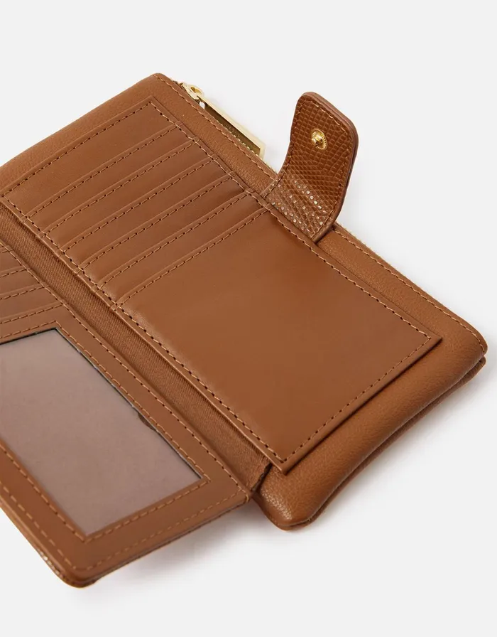 Accessorize Large Reptile Zip Wallet Tan Tan Women Purses and Wallets