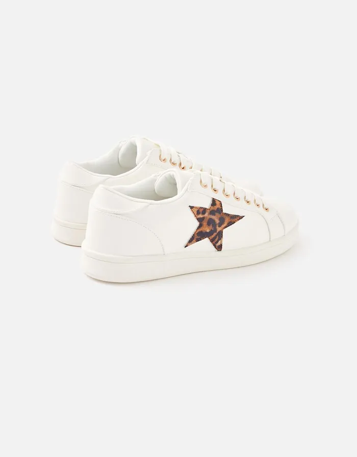 Accessorize Leopard Star Trainers White White Women Trainers