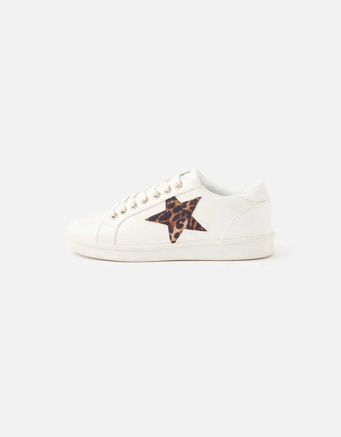 Accessorize Leopard Star Trainers White White Women Trainers