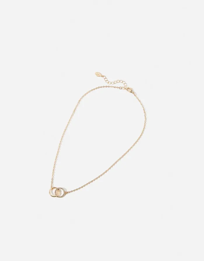 Accessorize Linked Circle Pendant Necklace Gold Gold Women Necklaces