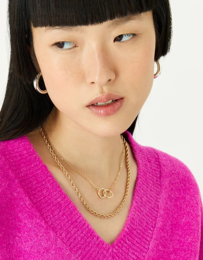 Accessorize Linked Circle Pendant Necklace Gold Gold Women Necklaces
