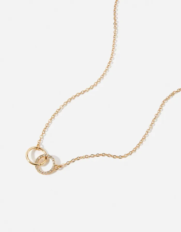 Accessorize Linked Circle Pendant Necklace Gold Gold Women Necklaces