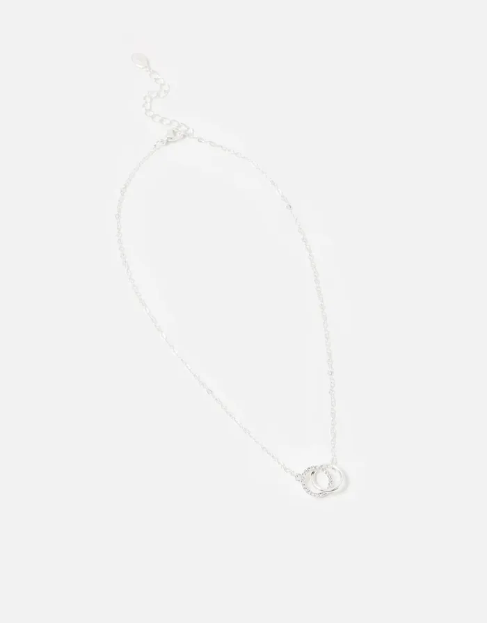 Accessorize Linked Circle Pendant Necklace Silver Silver Women Necklaces