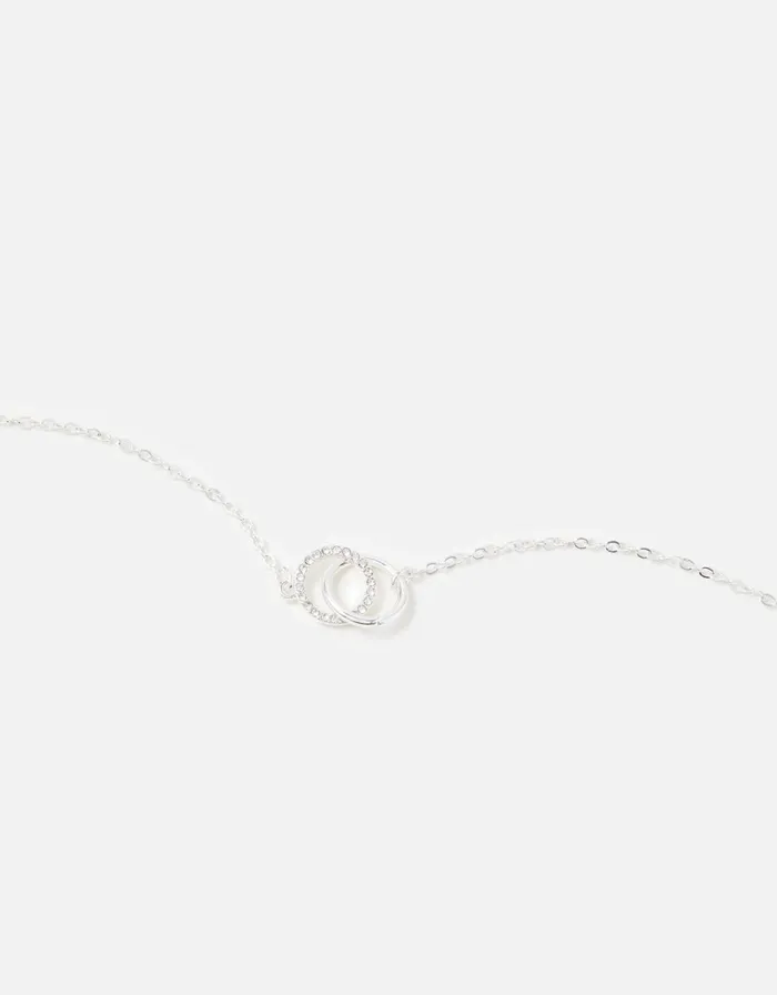Accessorize Linked Circle Pendant Necklace Silver Silver Women Necklaces