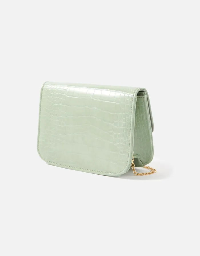 Accessorize Lock Detail Chain Bag Green Women Vegan Bags Backpacks and Purses