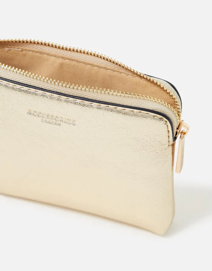 Accessorize Metallic Coin Purse Gold Gold Women Vegan Bags Backpacks and Purses