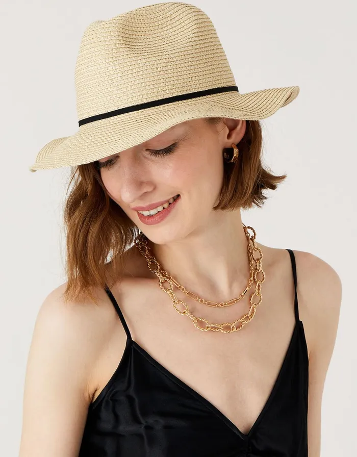 Accessorize Packable Panama Hat Natural Natural Women Hats