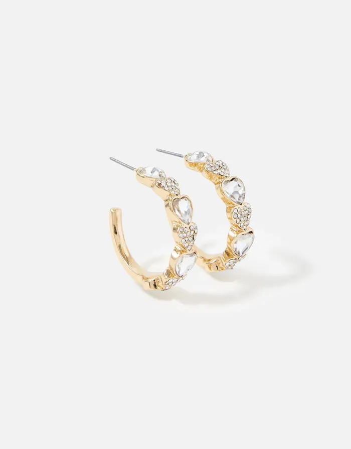 Accessorize Pastel Pop Chubby Hearts Crystal Hoops Women Earrings
