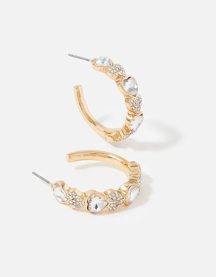 Accessorize Pastel Pop Chubby Hearts Crystal Hoops Women Earrings