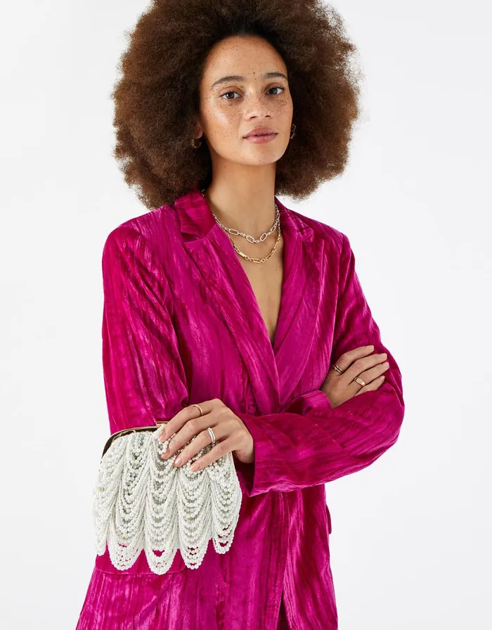 Accessorize Pearl Fringe Clutch Bag Women Clutch Bags