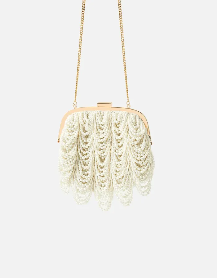 Accessorize Pearl Fringe Clutch Bag Women Clutch Bags