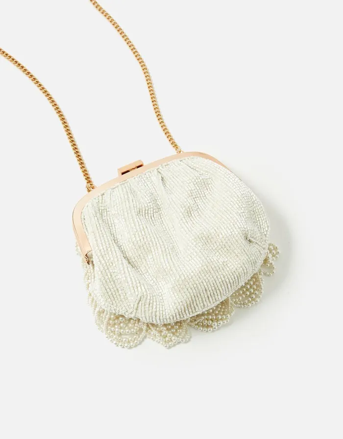 Accessorize Pearl Fringe Clutch Bag Women Clutch Bags