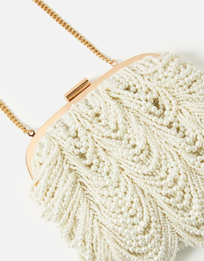 Accessorize Pearl Fringe Clutch Bag Women Clutch Bags